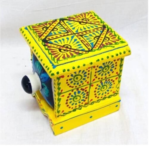 Wooden Handpainted Masala-Spice Box, Handmade colorful box, 1 Assorted Ceramic Drawers, Chest of Drawer (Handmade), Christmas gift for him