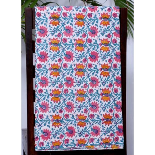 Readystock Hand block printed cotton fabric by The Yard