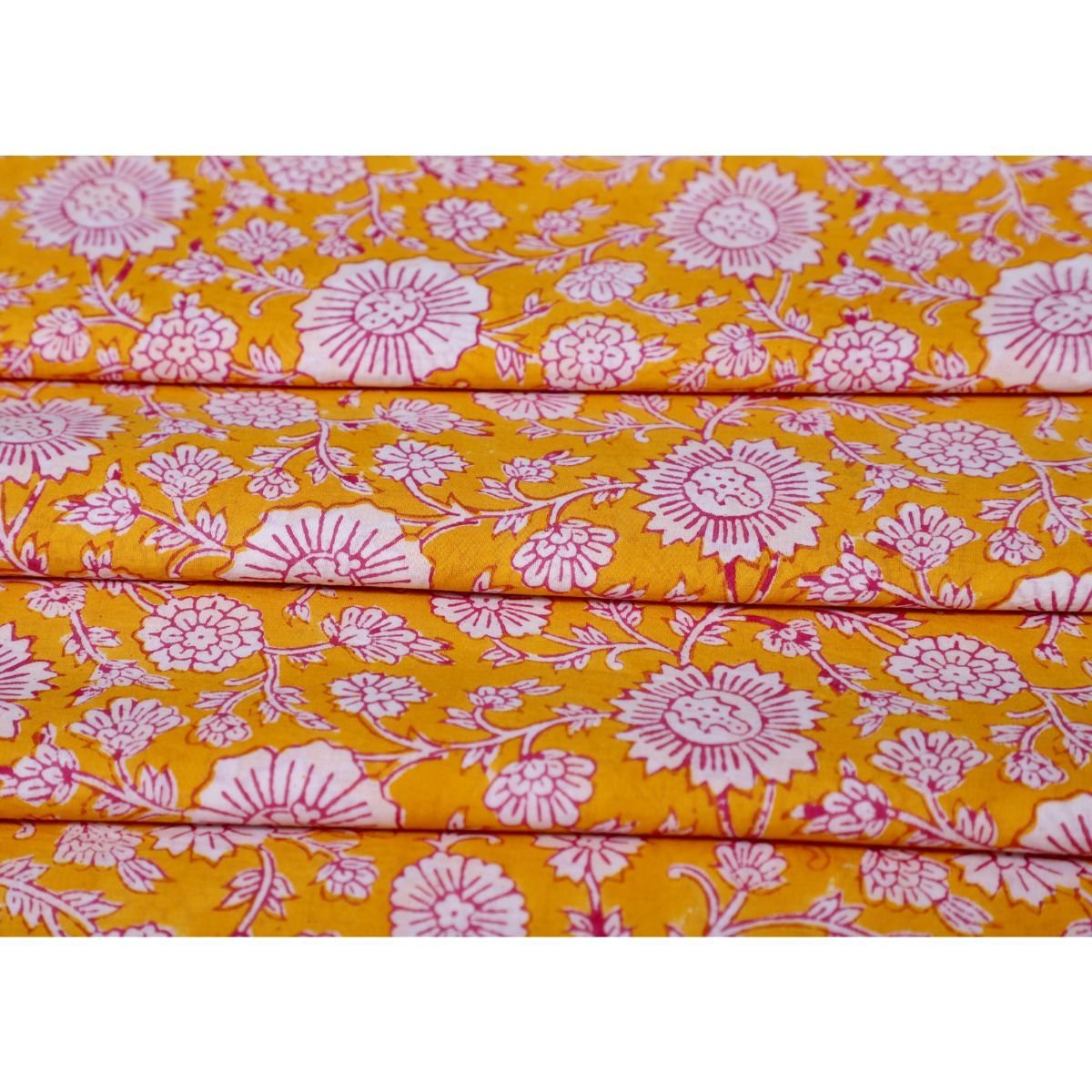 PURE COTTON HAND BLOCK FLORAL PRINTED FABRICS ,SOLD BY THE METER - Image 2