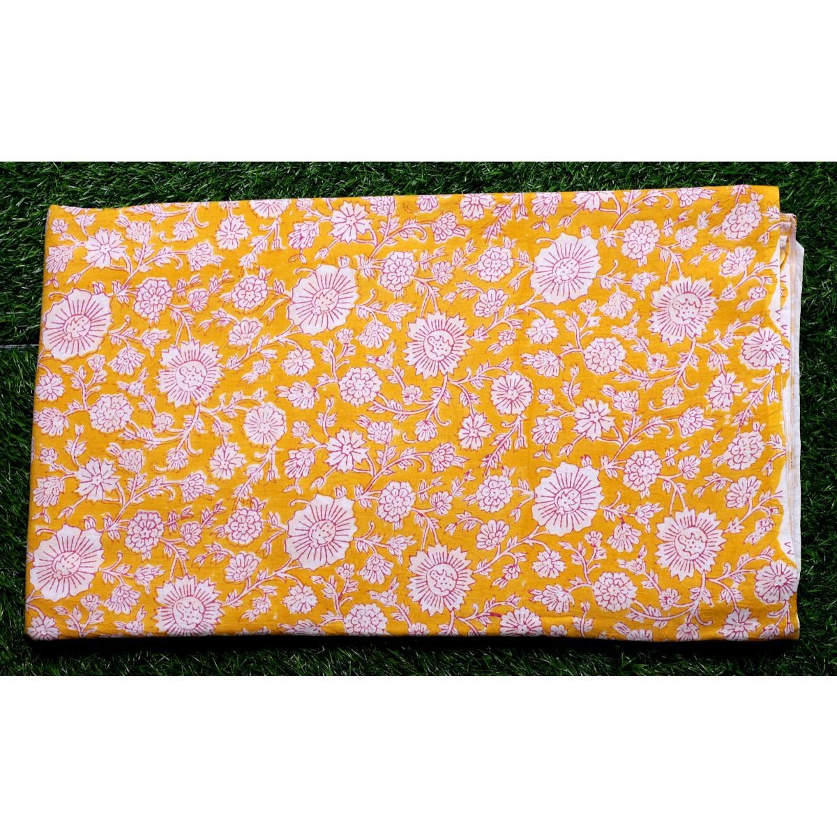 PURE COTTON HAND BLOCK FLORAL PRINTED FABRICS ,SOLD BY THE METER - Image 4