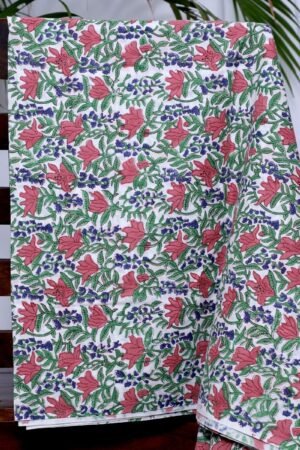 COTTON HAND BLOCK FLORAL PRINTED FABRICS ,SOLD BY THE METER