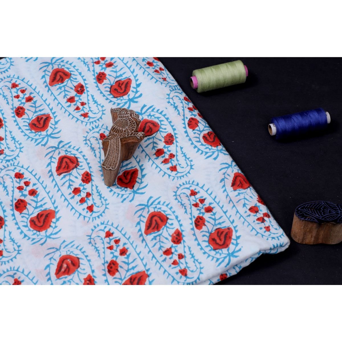 PURE 100 % COTTON HAND BLOCK FABRICS ,SOLD BY THE METER. - Image 2