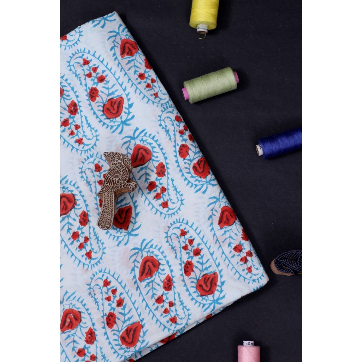 PURE 100 % COTTON HAND BLOCK FABRICS ,SOLD BY THE METER. - Image 3