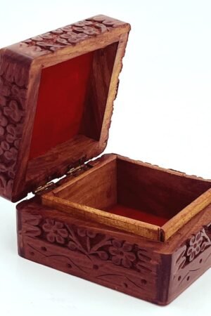 METAL INLAY IN WOOD HANDMADE WOODEN JEWELLERY BOX (4 X 4 Inch)