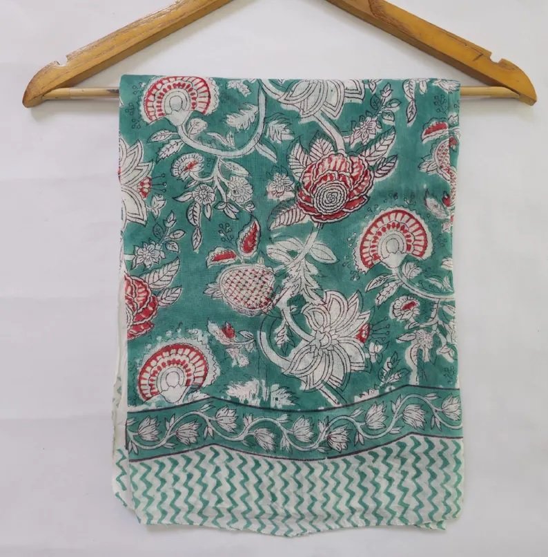 COTTON HAND BLOCK SCARF MADE WITH NATURAL COLOUR - Image 2