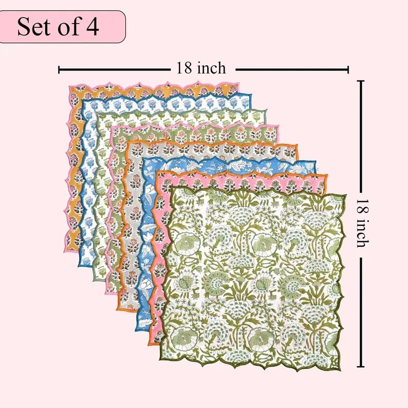 Pure Cotton Embroidered Scallop Napkins - Image 3
