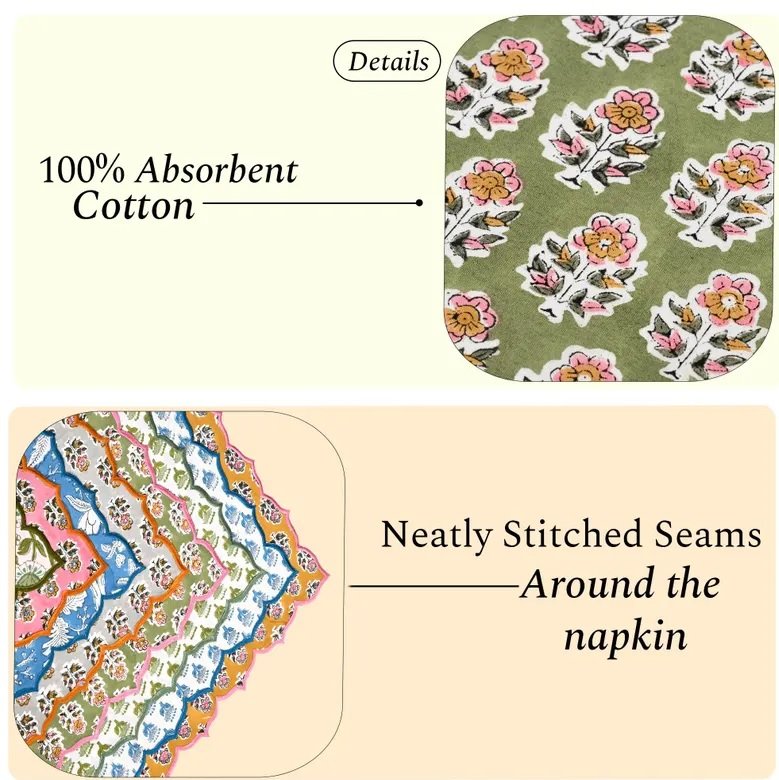Pure Cotton Embroidered Scallop Napkins - Image 6
