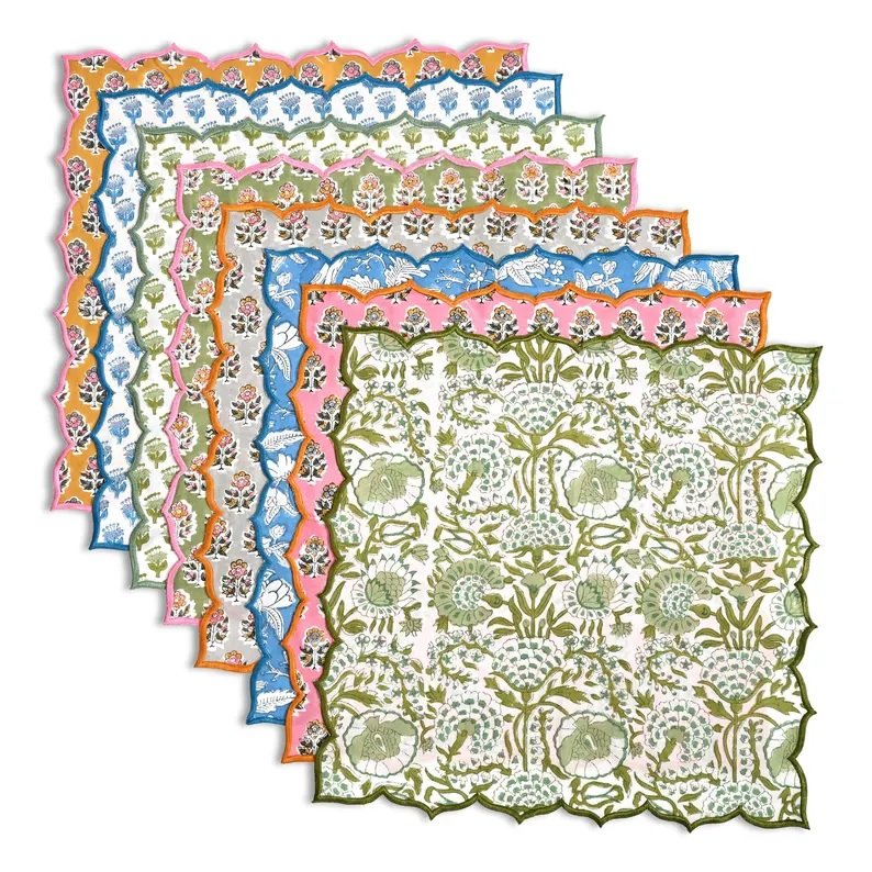 Pure Cotton Embroidered Scallop Napkins - Image 2